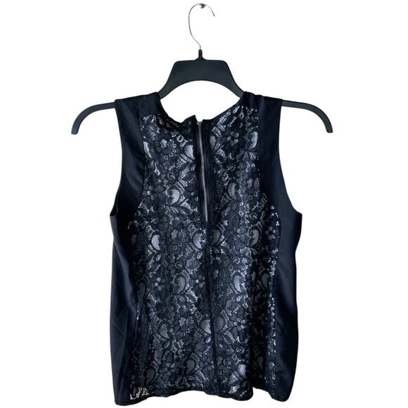 Metaphor Lace Top Womens M Petite Back Zip Sleeveless Scoop Neck Floral Casual - Picture 2 of 8